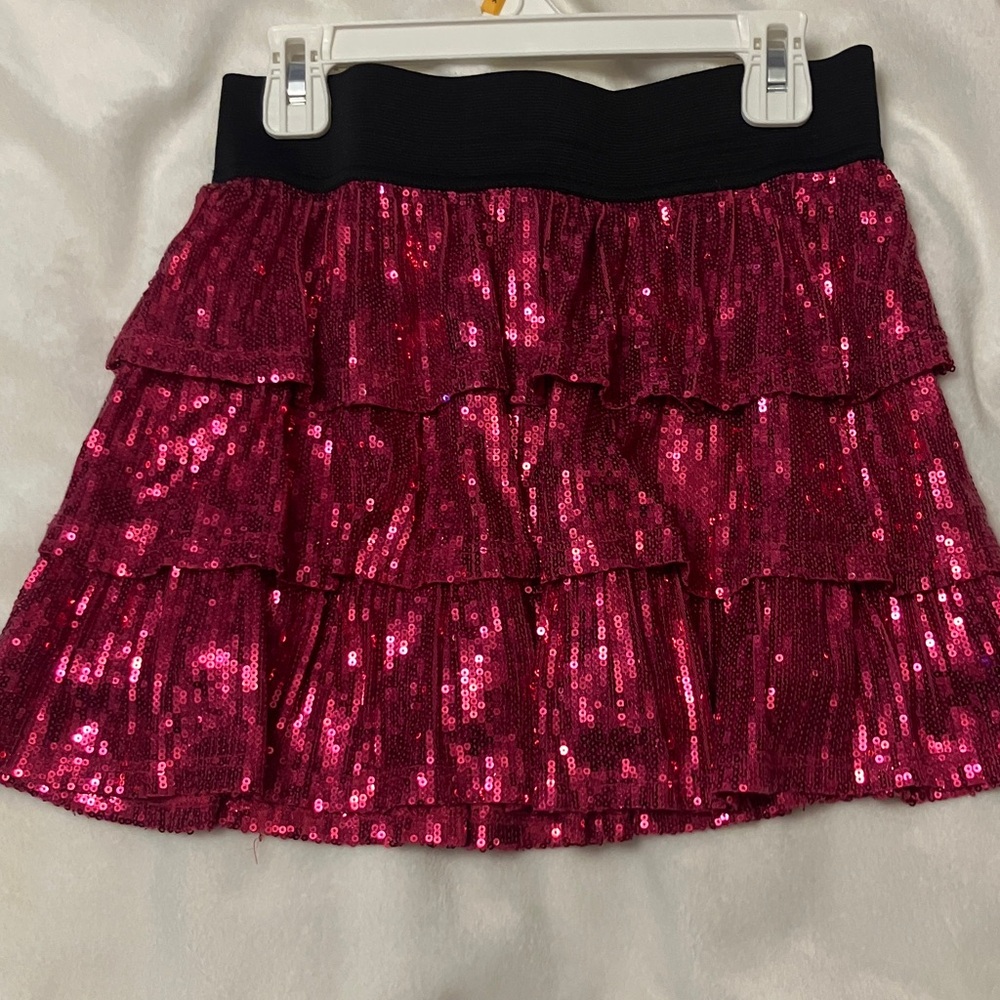 Children’s Place Girls Hot Pink Sequin Tiered Skirt with lining Size 12